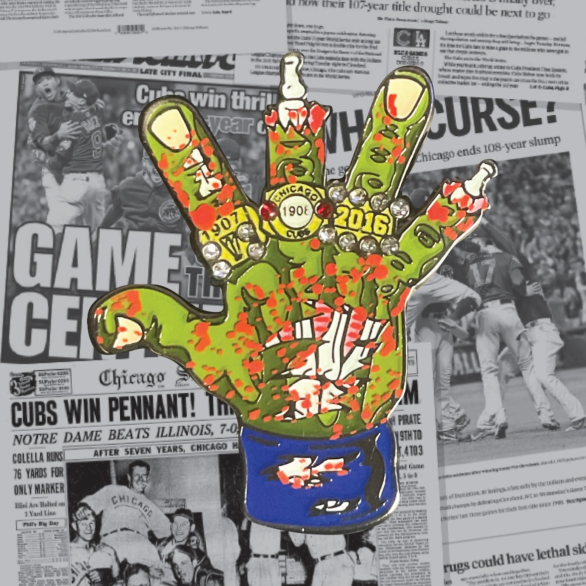 Last One: Chicago Cubs 3 Rings Zombie Hand